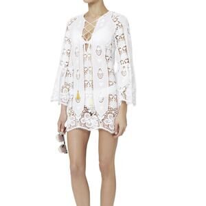 Miguelina Karla Tropical Lace-Up Cover Up Dress
